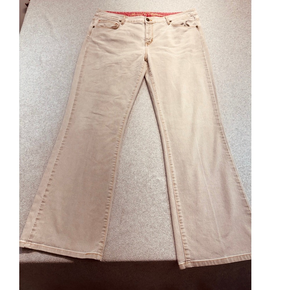 Cookie Johnson Grace Bootcut Jeans Women's 36 Light Tan Stretch Denim Made USA